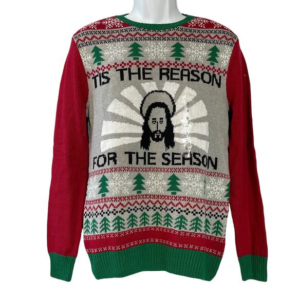Ugly Christmas Sweater Co JESUS 'TIS THE REASON Sweater NWT Size Small - Picture 1 of 4